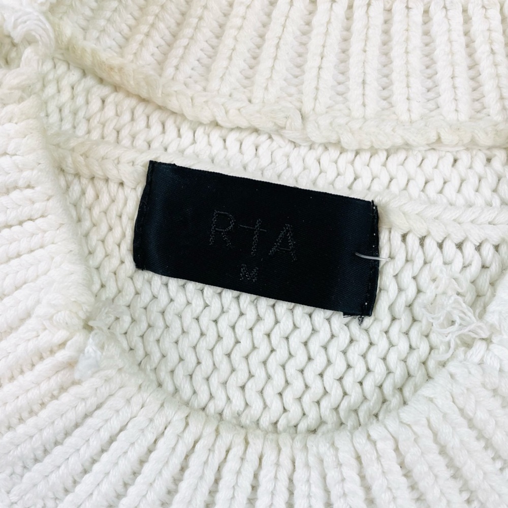 RTA • White Fever Distressed Cable Knit Cropped Sweater, M - Picture 15 of 16